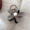 Pinza per capelli a forma di girasole con strass stile francese e perla elegante - D-5264-1 Pinza a molletta