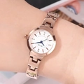 Montre à quartz chic en or rose avec bracelet en acier et cadran blanc à index diamant - Bracelet Or Rose Cadran Blanc