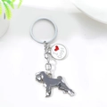 Cartoon metal keychain with grey Schnauzer dog pendant and I Love Dogs charm - Gray Schnauzer (Gray Dog Heart)