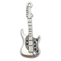 Ciondolo a forma di chitarra argento antico per collane e braccialetti fai da te - 1 Pezzo Chitarra Musicale 12x38mm