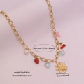 Golden stainless steel necklace with strawberry, cherry, heart, and pearl charms - Strawberry Butterfly Pearl Pendant Style (2#)