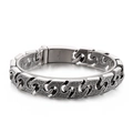 Bracelet chaîne homme punk géométrique vintage en acier inoxydable 316L argenté - Argent Vintage (KB137016-BDJX)
