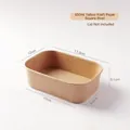 Disposable 650ml rectangular brown kraft paper food container for take-out and meal prep - No Lid / 650ml Natural Rectangular Box