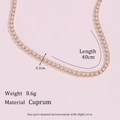 Collier tennis en cuivre plaqué 14K argent avec micro-incrustation de zircons 0,2cm - Collier Court en Chaîne de Strass 40cm