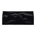 Crossed knot black velvet headband with soft texture and warm winter ear protection - Black