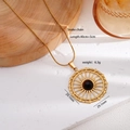 Collana a catena serpente in acciaio dorato con ciondolo a sole e occhio - Occhio di Tigre 2524