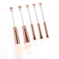 Set de 5 brochas de maquillaje DIY con mangos de metal oro rosa y cerdas rosas sintéticas - Mango Oro Rosa