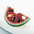 Macro spilla a forma di anguria con strass rossi e dettagli in smalto verde - Orecchini di Anguria