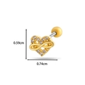 Puce d'oreille cœur et infini dorée avec cristaux, taille 0,59 cm par 0,74 cm - Style Cœur Infini (5# Jaune Doré)
