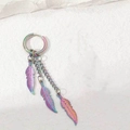 Regenbogen-Edelstahl-Federohrring mit dreifachem Fransen-Tassel-Design - Bunt Einzelstück