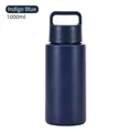1000ml matte navy blue vacuum insulated stainless steel water bottle with portable handle - 1 L / Handle Lid / Indigo Blue - Handle Lid