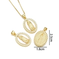 18k gold plated Virgin Mary pendant necklace with white cubic zirconia inlay - Oval Virgin Mary Style with Rhinestones (Style J)
