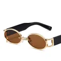 Retro-Oval-Sonnenbrille mit goldenem Metallrahmen und teefarbenen Gläsern für den Alltag - Goldrahmen Tee-Farbe Gläser