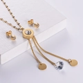 Set di gioielli in acciaio al titanio con numeri romani, collana con nappe e orecchini - Set con Strass / Oro