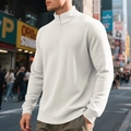 Sweat-shirt pour homme en maille gaufrée blanche avec demi-zip, col montant et coupe décontractée - S / Blanc