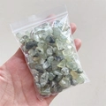 Polished natural green rutilated quartz crystal gravel stones in a clear packaging bag - Prehnite / 7-9mm 100g