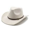 Detail of cream western cowboy hat with braided leather band and bronze bull emblem - M(56-59CM) / Off White