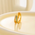 Double-layered gold hoop earring featuring clear white and turquoise zircon stones - Double Row Gold (Single Piece)