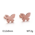 Orecchini a lobo a farfalla minimalisti in oro rosa con delicati zirconi scintillanti - Oro rosa