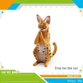 Statuina di gatto serval in posa di preghiera, modello animale in resina da 32g - Gatto in Preghiera (PL127-1698)