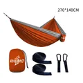 Portable 270x140cm orange and grey nylon camping hammock set with straps and buckles - 270x140cm / Elastic Band Style / Orange/Gray