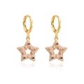 Detail of 18K gold plated star earrings with pink enamel and colorful zircon stones - Pink