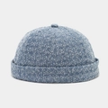 Detail view of light blue docker cap featuring textured denim tweed fabric and minimalist design - Light Blue Coarse Texture Style (Color 14)