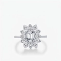 Luxuriöser S925 Sterlingsilber Ring mit Smaragdschliff und Marquise-Halo-Verzierung - US Größe 5 / Silber