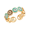 Turquoise and white evil eye ring in 18K gold plating with sparkling crystals - Adjustable Open / 10113-Turquoise