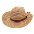 Straw western cowboy hat with purple and yellow spiral stripes and leather band - One Size(56-58cm) / Yellow Purple Striped + Yellow Wind Rope