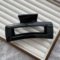 Minimalist glossy black rectangular hair claw clip on a premium velvet display tray - 13cm Square / Bright Black