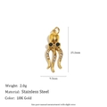 18K gold plated stainless steel octopus pendant charm with 2.0g weight and dimensions - Octopus (N3726_1)
