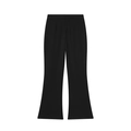 Dettagli dei pantaloni a zampa neri a vita alta con drappeggio elegante e taglio sartoriale - XS / Pantaloni Neri