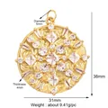 31mm copper north star mushroom pendant with cubic zirconia in gold finish - L245107-Gold Clear Zirconia Round
