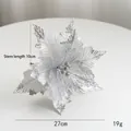 Silver glitter artificial Christmas poinsettia flower decoration, 27cm diameter - 27cm Diameter / Silver