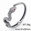 Vintage silver snake bracelet with red eyes and detailed scales in punk style - Steel Color (KB182578-KJX)