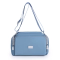 Bolso bandolera azul claro de nailon para mujer con correa ancha y cremalleras - Azul