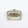 Luxury silver and green gradient acrylic evening clutch with sparkling diamond tassels - Silver (Green Tassel)