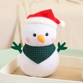 Pupazzo di neve bianco di peluche con cappello rosso e sciarpa a quadri verdi - Stile Sciarpa Triangolare a Quadri Verdi