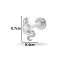 Silver G23 titanium snake labret with zircon stud, measuring 0.7cm by 0.4cm - Snake Style (T2511-4#) / Silver