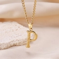 Golden letter P necklace with unique vertical striped texture on a dainty gold chain - Gold Letter P (Pendant Only)