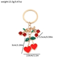 Golden cherry keychain with red heart charm and rhinestone leaf variant - Red Heart Shaped Lacquered Style (KC2418)