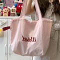 Borsa tote rosa con coulisse e logo rosso dotata di lunghi manici a spalla - Rosa