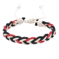 Détail du bracelet en coton tressé rouge noir et blanc avec nœud coulissant ajustable - Rouge Noir Blanc