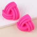 Pink triangular twisted acrylic earrings with matte finish and minimalist geometric style - Rose Red