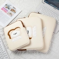 Set of three cute cartoon dog embroidered laptop sleeves in beige for iPad and MacBook - 11" / Ivory