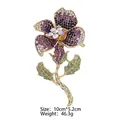 Elegant gold flower brooch with purple and white crystals, size 10cm by 5.2cm - Purple Iridescent Large Flower
