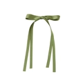 Elegant green satin oversized bow hair clip with long ribbons on a white background - Ribbon Duckbill Clip / Green