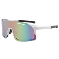 Lunettes de cyclisme sport avec monture blanche, grands verres colorés et design coupe-vent - Monture Blanche Verres Roses