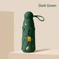 Dark green folding umbrella with golden heart patterns and UPF50+ sun protection label - Forest Green (Heart Large)